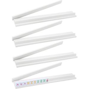 Leinuosen Wooden Mahjong Racks with Pushers 4 Set Magnet American Mahjong Tile Rack and Magnetically Attached Pushers Painted Tile Holders for Players Gift Family Night(White)