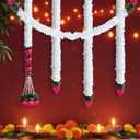 5 Pc 184 Inch Total Diwali Decorations Artificial Jasmine Garlands Toran with Lotus Buds Traditional Indian Hanging Decoration for Pooja Diwali Wedding Housewarming(Fresh)