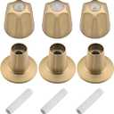 Ultrimkit Metal 3 Piece Shower Knob with Handle Flange Replacement for Price Pfister Verve Tub Shower Faucet Hot and Cold Handles, Remodel Kit, Brushed Gold