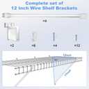 12 Inch Wire Shelf Brackets Set, 4 Pack Metal White Closet Support Bracket with End Brackets & Clips for Wire Shelving Wall Bracket Installation, Support Wire Closet Shelves Racks(4 Pack)