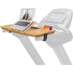 Nnewvante Treadmill Desk Attachment Bamboo Walking Laptop Stand Holder Workstation Adjustable Desktop Laptop Tray for Treadmill