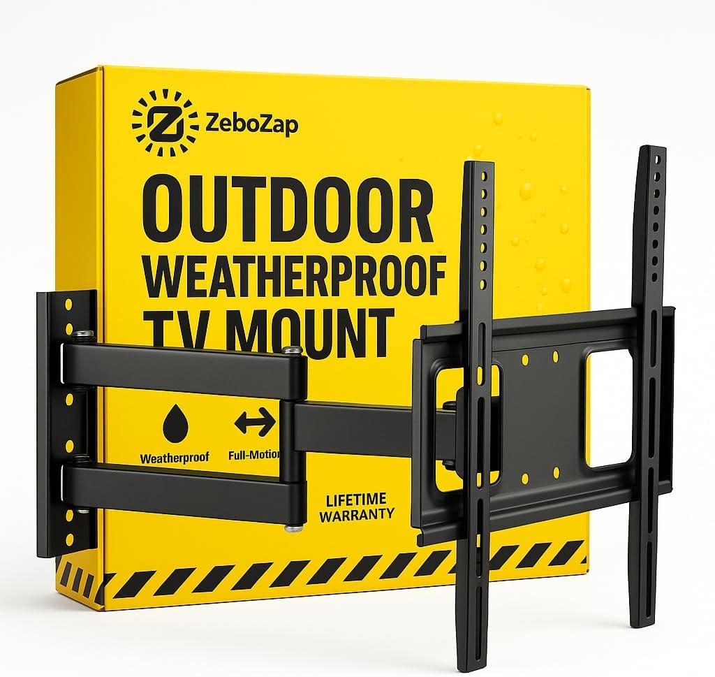 ZeboZap ZZTVA8044 Outdoor TV Mount | Weather Proof - Mount on Vinyl Siding, Stucco, Brick and Stone for Patio, Backyard | Holds 154lbs Upto 75" TV