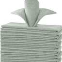 H.VERSAILTEX Linen Textured Cloth Napkins Set of 12 (18" X 18") Linen Textured Dinner Napkins Waterproof Extra Soft Thick Durable Reusable Napkins with Hemmed Edges, Heather Sage