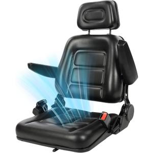Ergonomic Tractor Seat, Universal Forklift Seat, Lawn Mower Seat, Adjustable Headrest & Armrests Safety Belt System