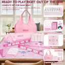 Complete American Mahjong Set with 166 Tiles, Quiet Mahjong Mat, 4 Racks with Pushers, Dice, Chips, Storage Bags & Instruction, Portable Mahjong Game for Travel, Family Game Night & Gifts(Floral Tea)