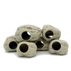 ALEGI Aquarium Decoration Rock Caves for Fish Tank, Ceramic Betta Fish Tank Accessories Hideout, Cichlid Stackable Cave Hiding (3 Small & 3 Medium)