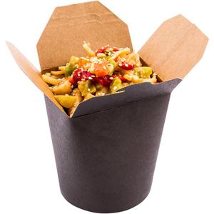 Restaurantware Bio Tek 3.2 x 2.9 x 4 Inch Food Containers 50 Durable Noodle Boxes - Disposable Sustainable Black Paper 16-Ounce Takeout Boxes Round For Takeouts And Delivery Or Picnics