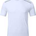 Yundobop Men's Athletic Workout T-Shirt Breathable Short Sleeve UPF 50+ Running Tee (White, S)
