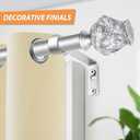 Silver Curtain Rod 32 to 58 Inch, HOTOZON Heavy Duty Curtain Rods for Windows, Decorative Single Drapery Rod with Exquisite Translucent Twisted Finials, Modern Silver