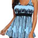 Zando Womens Tankini Swimsuits for Women 2025 Tummy Control Swimsuit Bathing Suit Top with Boyshorts Flowy Women' Swimwear (X-Large, A03 Light Blue Stripe)