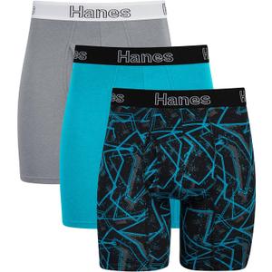 Hanes Men's Underwear Boxer Briefs or Long-Leg Boxer Briefs Pack, 3 Pack, No-Ride-Up, Stretch-Cotton Men Clothing, S 