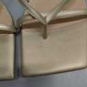 Coutgo Womens Strappy Low Kitten Heels Sandals Open Square Toe Flip Flop Summer Dress Party Shoes (6, Gold)