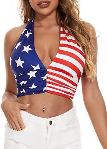 Ovokcina Women Summer Going Out Halter Crop Tank Top, Size Large