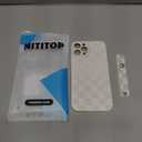 NITITOP Compatible with iPhone 12 Pro Max Case with Wrist Strap Kickstand Cute Trendy Checkerboard Plaid for Women Girls Slim Fit TPU Silicone Shockproof Full Camera Protective Cover - White