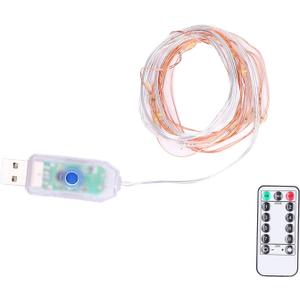 USB Powered String Lamp, Copper Wire Waterproof Adjustable Brightness LED String Lights with Remote Control for Indoor for Christmas Decoration for Outdoor