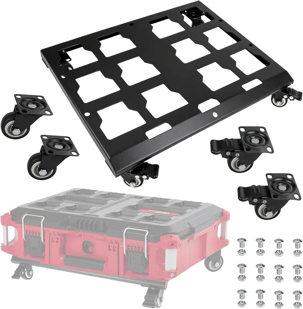 Upgraded Tool Box Dolly Compatible with Milwaukee Packout Carts Milwaukee Packout Wheels Equipped with Locking Wheels Load Capacity Up to 200 Pounds