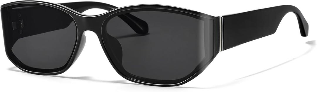 Wrap Around Sunglasses for Women Men Curved Rectangle Sun Glasses Fashion Trendy Fashion Shades