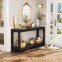 Besiost 47" Farmhouse Wood Entryway Table Narrow Console Table with Storage Behind Couch Sofa Table with Shelves for Entry Way with Open Storage, Easy Assembly, Embossed Wood Grain Black, 47"*31.3