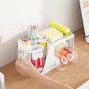 Marbrasse Desk Organizer with 2 Drawer, 360Rotating Pen Holder, Desk Organizers and Accessories with 6 Slots Pencil Organizer + 2 Drawer, Art Supply Storage Box Caddy for Office (White)