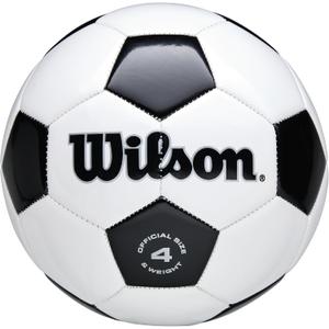 WILSON Traditional Soccer Ball - Size 4, Black/ White