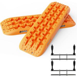 ALL-TOP Recovery Traction Boards, 2PCS & Mounting Kit, Reinforced Off Road Bendable Tire Friction Tracks (3rd Gen,Orange)