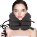 Neck Stretcher, Cervical Traction Device, Neck Traction Device, Neck Pain Relief, Adjustable Inflatable Neck Brace & Neck Stretcher Cervical Traction, Neck Decompression Home Use (Brown)