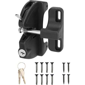 HILLMASTER Key Lockable 2 Sided Gate Latch Key,Self Locking Gate Latch Gate Fence Lock for Outdoor Gates,Locking Gate Door Lock Fence Latch Gate Hardware for Metal,Wood,Vinyl Fence,Black Finish