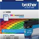 Brother Genuine LC406C Standard Yield Cyan INKvestment Tank Ink Cartridge