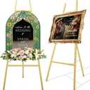 47" Gold Easel Stand for Wedding Signs, 4-Tier Height Metal Standing Easel with Adjustable Chain, Heavy Duty Art Easel for Painting, Wedding Sign, Party, Posters & Commercial Display