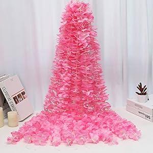 Hawesome 33Ft Artificial Flowers Garland Fake Wisteria Hanging Flowers Garlands Vine for Party Wedding Garden Decoration 10 Pack (Pink）