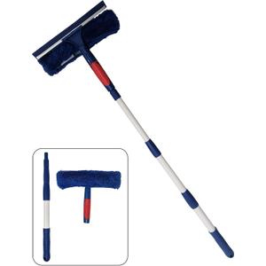 Professional Window Cleaner Squeegee with Extension Pole Up to 3 Ft Long | 2-in-1 Squeegee and Scrubber Washer Tool | Window Washing Cleaning Kit For Indoor Outdoor, Glass, Car, Home or Commercial Use