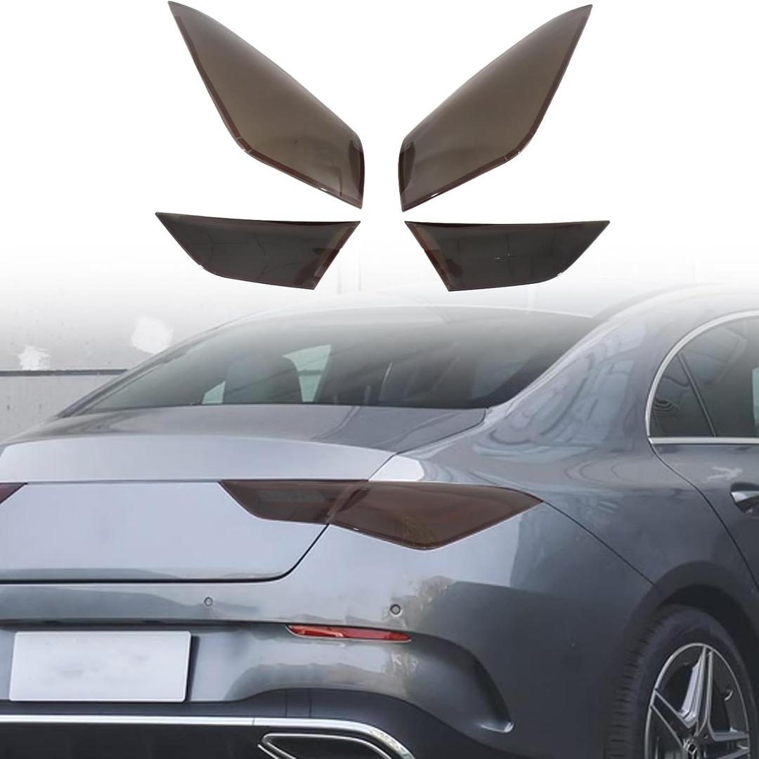 Smoked Tail Light Covers Trim Compatible for Mer@cedes Benz CLA 250/CLA 35 AMG/CLA 45 AMG 2020-2025 - ABS Dark Tint Lens 4PC Set, for CLA Coupe & Sedan Rear Lamp Protect Accessories (Smoked Black)