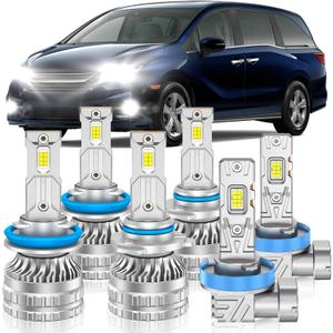 Compatible With 2011-2020 Honda Odyssey Fog Bulbs, High&Low Beam Fog Light Combo, Upgraded 800% Brightness, Super Bright 6000K Pure White Light, Pack of 6