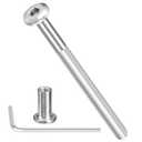 METALLIXITY Furniture Crib Screws Replacement Set with Wrench(M6-1x75mm) 50Pcs, Connector Bolts M6 Screw Barrel Nuts Binding Screws, for Chair Cabinet Bed, Silver