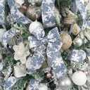 MEEDEE White Snowflake Denim Ribbon 2.5 Inch Christmas Wired Ribbons 10 Yards Rustic Snowflake Ribbons Denim Gift Wrap Ribbon for Christmas Tree Decoration, Topper Bow