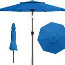 9ft 2-Tiers Patio Umbrella,Outdoor Market Table Umbrella with Push-Button Tilt & Crank | UV Protection,Suit for Backyard,Garden,Pool,Deck(Royal Blue)