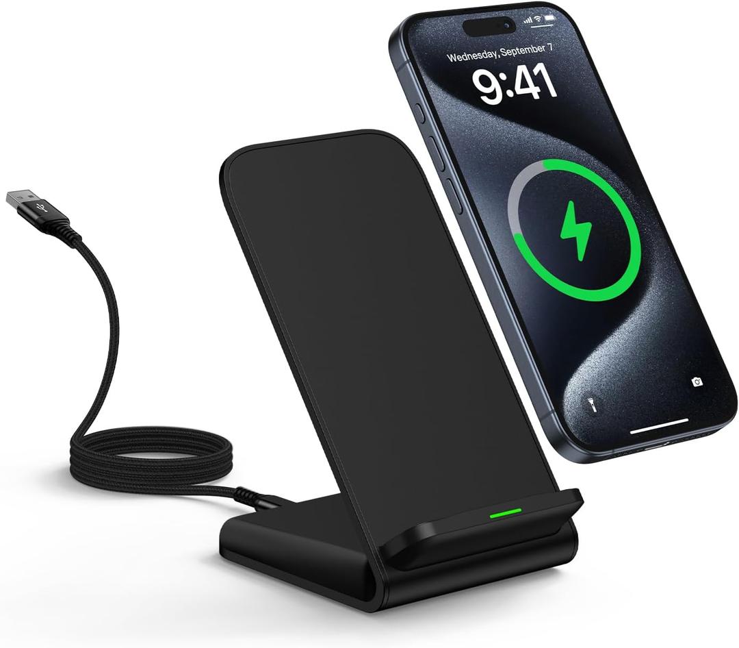 Google Pixel 9 Wireless Charger Stand Fast Charging for Pixel 10 Pro XL 9A 9 Pro XL Fold 9 8A 7A 8 7 6 Pro, 15W Phone Wireless Charger Station for Samsung Galaxy S25 S24 S23 S22 S21 S20 Ultra FE (Pure Black)