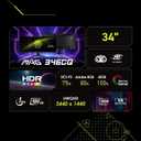 msi MAG 346CQ 34-inch 3440 x 1440 (UWQHD) Gaming Monitor, 180Hz, Adaptive-Sync, HDMI, DisplayPort, VESA Mountable, Tilt, Height Adjustable, Speaker, 1ms, Black