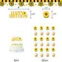 33 Pieces Sunflower Party Supplies, Sunflower Happy Birthday Banner, Big Cake Topper, Yellow Sunflower Cupcake Topper, Sunflower Garland, Tissue Paper Fans, Paper Pom Poms, Colorful Balloon for Party