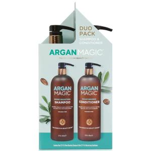 Argan Magic Shine Boosting Shampoo & Moisturizing Conditioner Duo - Gently Cleanses, Boosts Shine, Controls Frizz, Restores Moisture, Detangles | Made in USA, Paraben Free, Cruelty Free (32 oz)