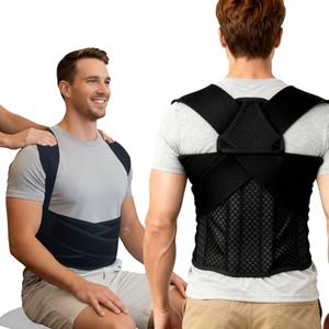 Back Posture Corrector Brace for Men, Back-Anchored Shoulder Support, 3.1-Inch Wide Straps, Adjustable Upper Back Straightener & Lower Spine Support to Help Reduce Slouching, Wear Under Clothes, Small