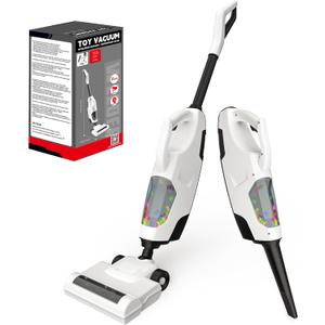 Toy Choi's 2-in-1 Kids Vacuum That Really Works - Toy Vacuum for Toddlers with Sound Effects, Pretend Play Kids Vacuum Cleaner, Household Housekeeping Toys for Boys Girls (White)