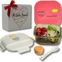 Ai Love Peace Soup Container with Dual Lids,26 oz Borosilicate Glass Lunch Box | Leakproof Lid+ Microwave &Safe Freezer Lid, Stackable,Glass Meal Prep Food Storage,Perfect for Work & Soup Lovers Gift. (White & Red)