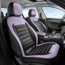 Coverado Car Seat Covers Full Set, Luxury Leather Car Seat Covers, Automotive Front and Rear Mesh Seat Covers, Full Set 5 Seats, Purple&Black Seat Covers for SUV Sedan Truck