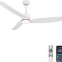 Ohniyou 56 Inch White Ceiling Fan with Lights, Modern 3 Blades Ceiling Fan with Remote/APP Control, Reversible DC Motor, Dimmable 3 CCT, Indoor Outdoor Fan for Covered Patios Living Room