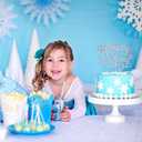 Snowflake Happy Birthday Cake Topper, Winter Birthday in November/January, Christmas Bday Party Decorations Supplies for Men Women