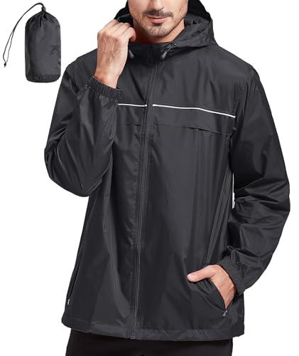 SWISSWELL Rain Jacket Men Waterproof Windbreaker, Lightweight Hooded Raincoat for Daily Casual, XL