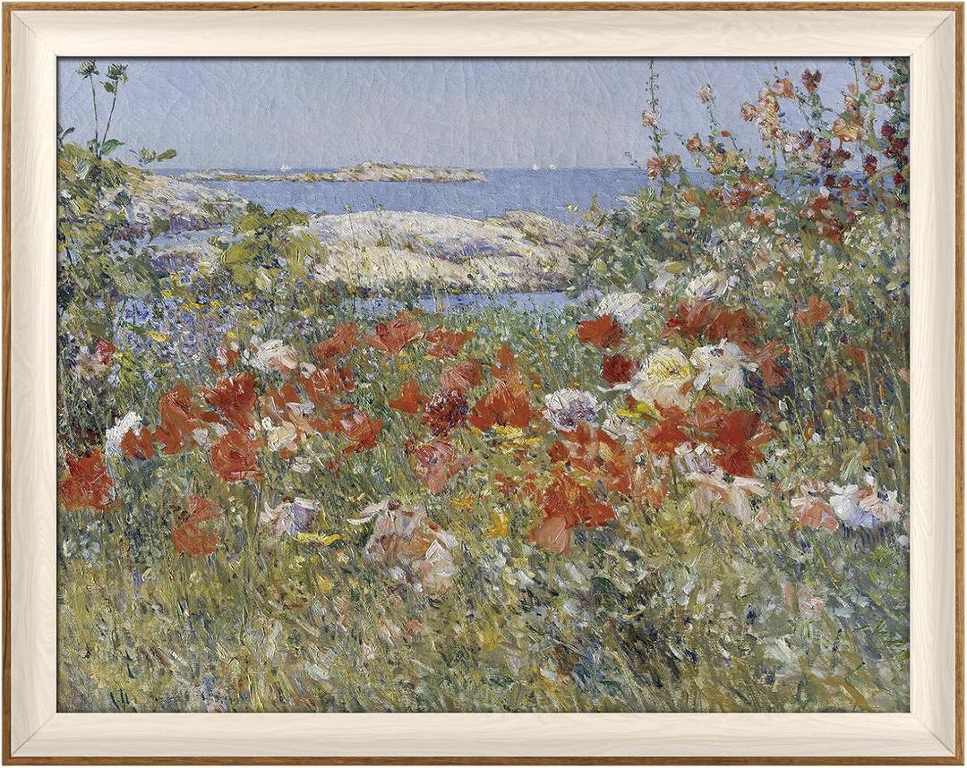 VIYYIEA Framed Wall Art for Living Room, Garden Canvas Prints, Vintage Home Decor, Flowers Painting Picture, Bathroom Wall Decor Gifts for Friends or Family - 20L x 16W