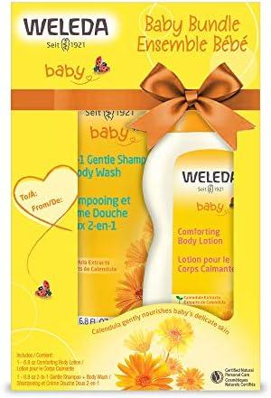Weleda Baby Calendula Body Lotion and Shampoo-Body Wash Bundle, 6.8 Fluid Ounce (Pack of 2), Plant Rich Baby Care with Calendula and Sweet Almond Oil