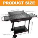 Double Charcoal Barrel Grill with Two Side Shelf, Stainless Steel Heavy Duty Grill For Outdoor Camping Backyard Picnic Party